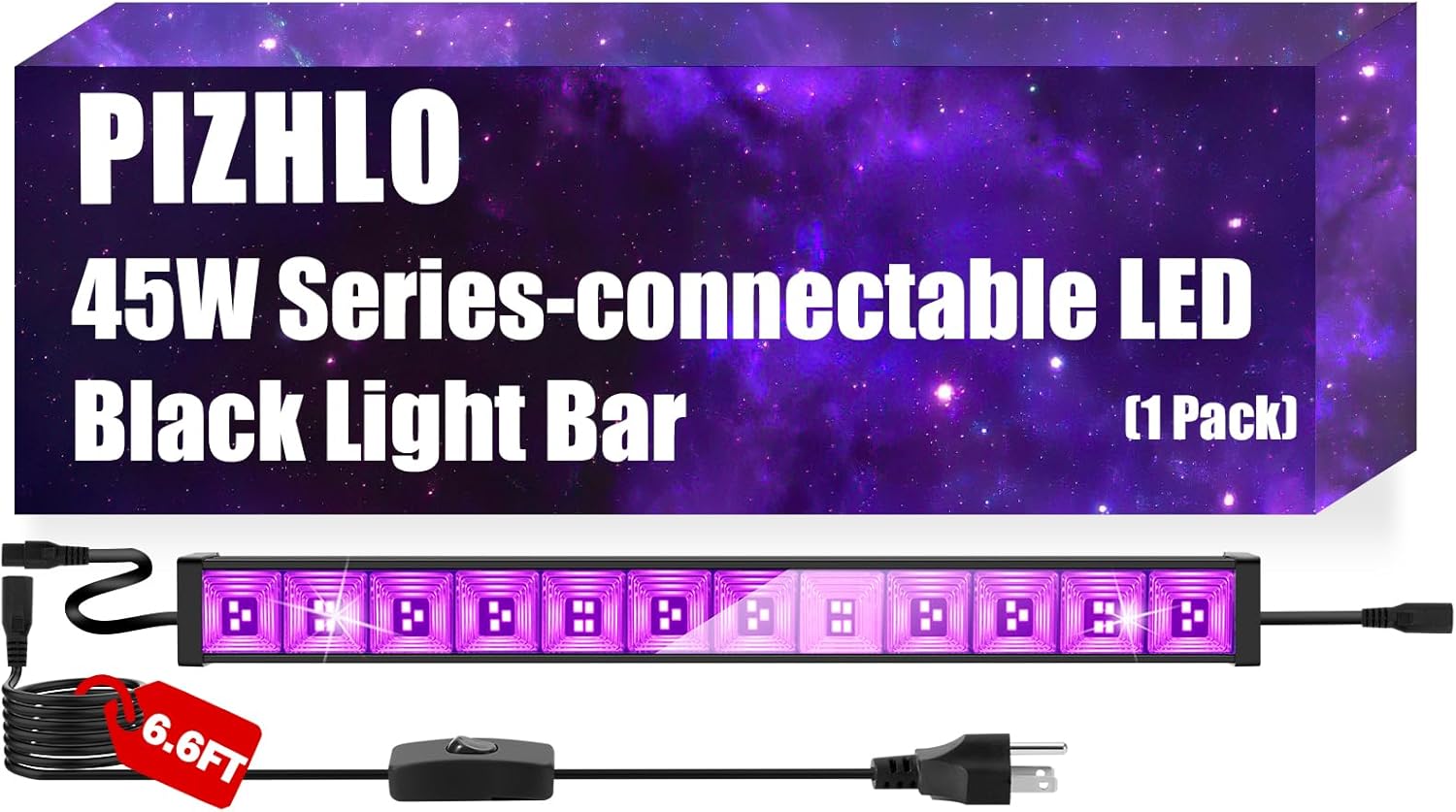 PIZHLO 1パック 45Wシリーズ 接続可能 LEDブラックライトバー